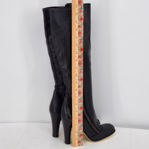 Juicy Couture Y2K Vintage Zipper Leather Black Tall Heeled Boots Size 7 RARE - Picture 12 of 12